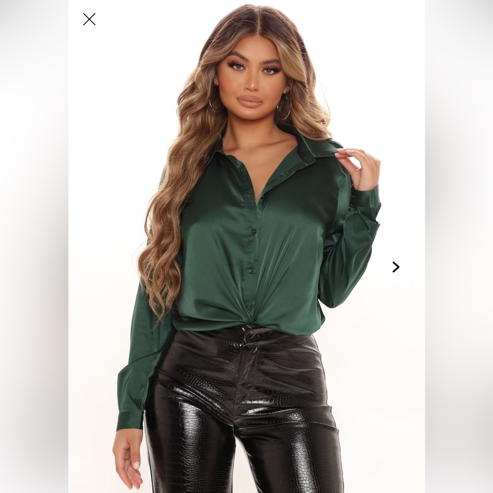 Elegant Green Satin Blouse